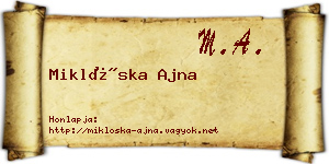 Miklóska Ajna névjegykártya